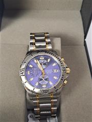 CITIZEN TWO TONE STAINLESS CHRONOGRAPH WR100, 39.5MM BLUE DIAL, 0510-S055911